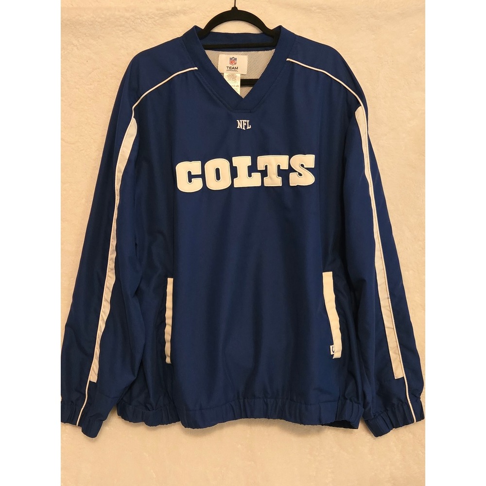 NFL Team Apparel Indianapolis Colts V-Neck Windshirt Blue White Mens XL Pullover
